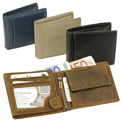 Herren Leder Geldbörse Geldbeutel Portemonnaie Querformat Damen Wild Things Only