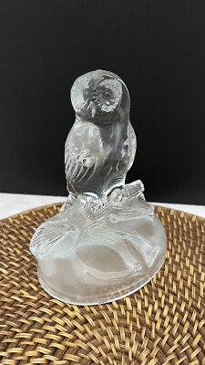 Vintage Cristal d'Arques OWL 24% Clear & Frosted Lead Crystal 5 1/2'' France