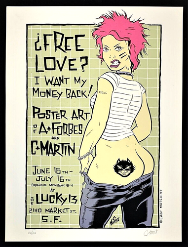 Free Love POSTER Designer C Martin Künstler Alan Forbes Lucky 13 Silksceen - Bild 1 von 3