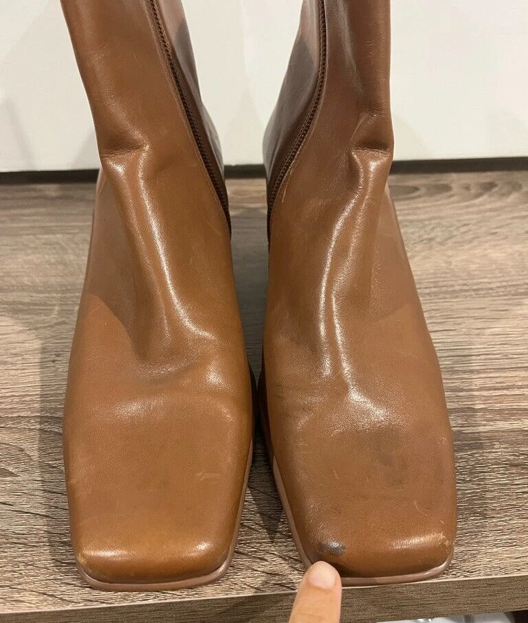 Botas Diba vintage de los 90’s para mujer de cuero tostado con punta cuadrada bohemias talla 8,5 Foto 4 de 4