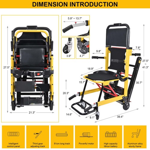 Motorized Climbing Wheelchair Stair Lifting Chair Elevator Elderly Disabled US - Picture 2 of 18