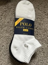 Polo Ralph Lauren 4 Pair Low Cut Athletic Socks Mens Size 10-13 White/Gray/Black