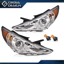 Headlights Assembly Fit For 2011-2014 Hyundai Sonata Chrome Housing Halogen Lamp