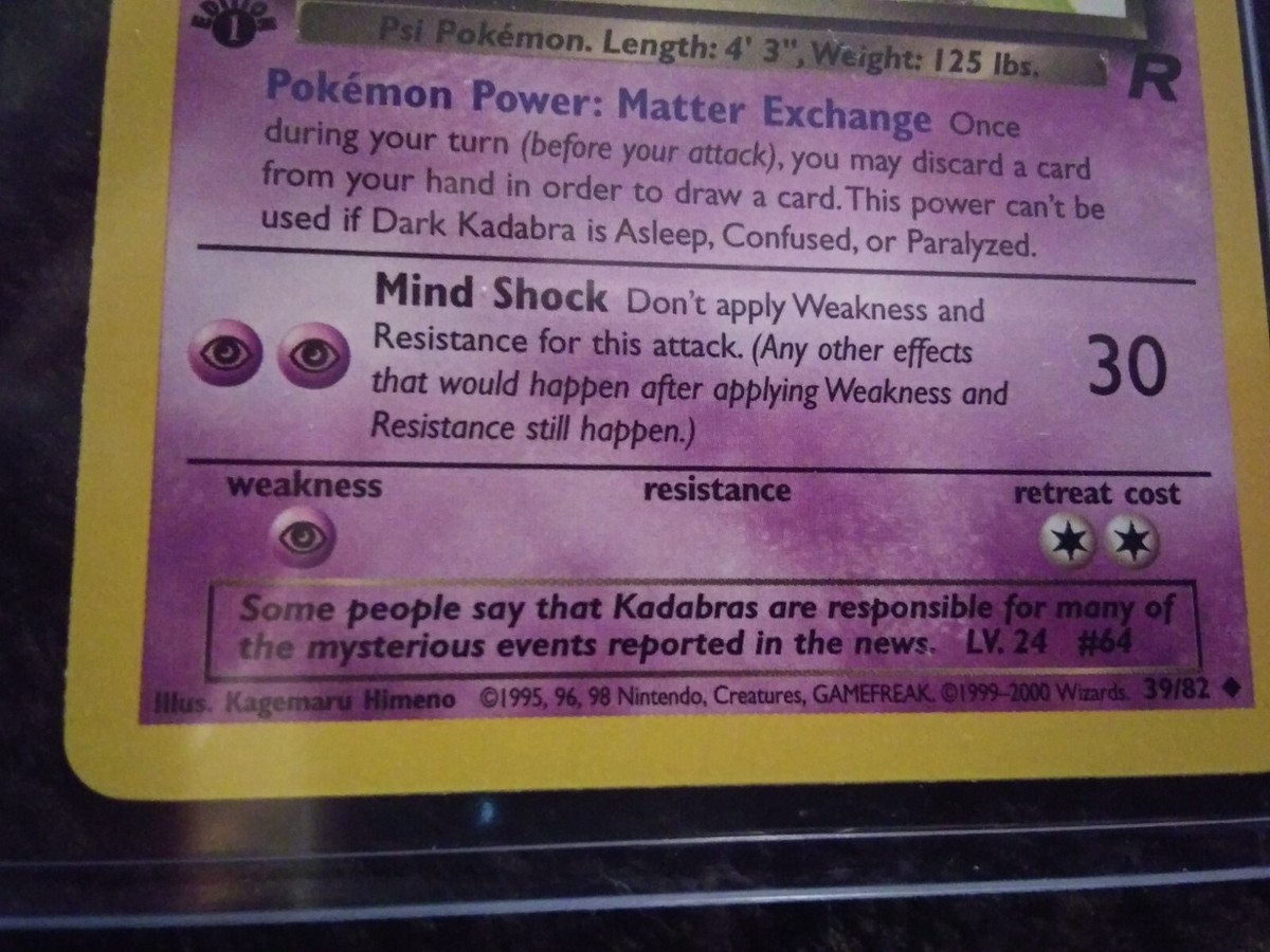 Dark Kadabra 1ST EDITION Team Rocket Pokemon Card