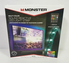 Monster 6.5 ft LED Light Strip Multi-Color Sound Reactive w Remote NEW SEALED 