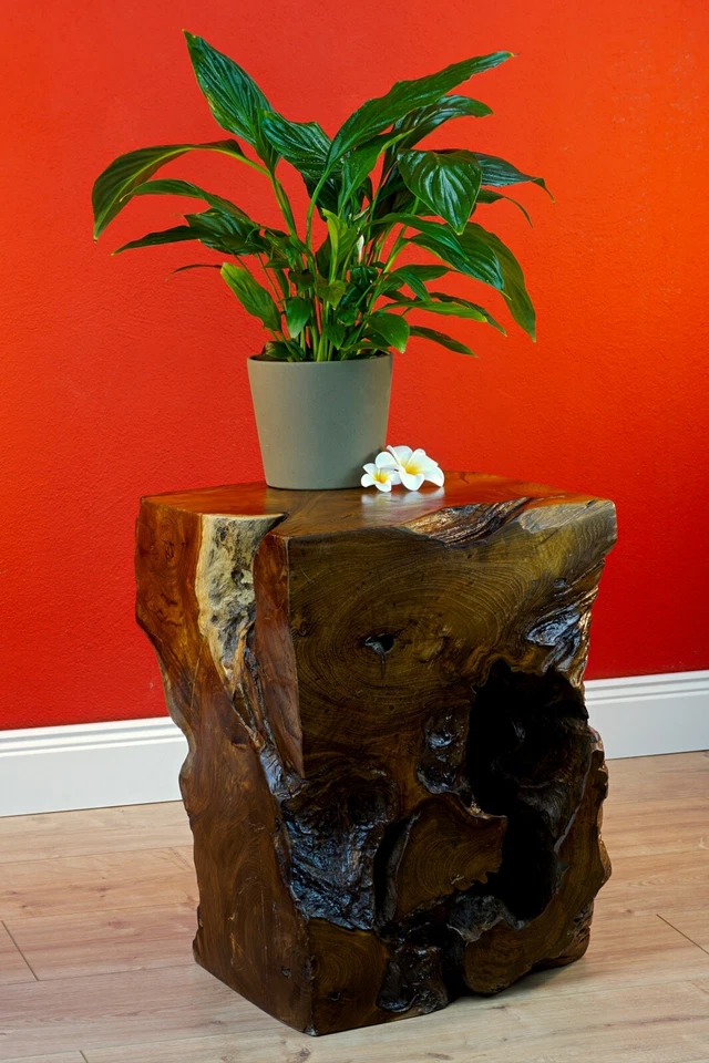 Root Wood Side Table 40Cm Solid Wood Block Wood Cube Flower Stool Stool - Image 2 of 4