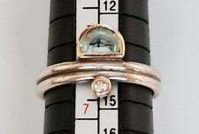 VINTAGE AUTHENTIC STERLING SILVER 925 GOLD METAL RHINESTONE WEDDING RING US 6.5