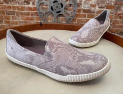 Dr. Scholl's Grey Snake Print Jot It Down Slip-On Shoes Skimmer Sneakers New