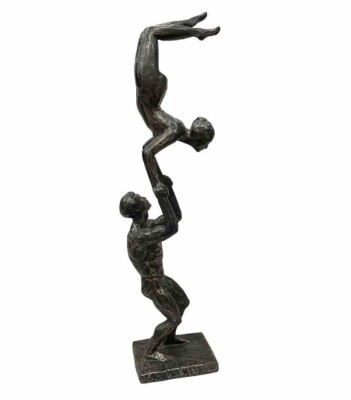 Svetoslav Djalazov Circus Acrobats 20.5in Tall Sculpture Figure Statue Handstand