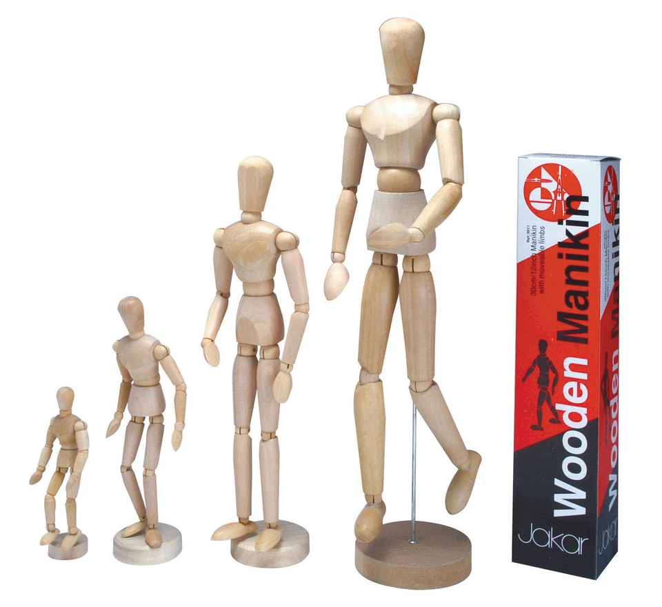 Jakar Wooden Manikin Mannequin Moveable Adjustable Limbs Human Hand Male Artist - Image 3 of 3