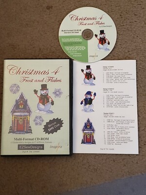 Christmas 4 Frost & Flakes CD-Rom! 11 Embroidery Designs & 13 Formats! RARE Item