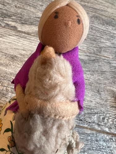 Handmade Doll Soft Plush Stuffed Hand crafted African American Folk Art 7.5" - Picture 3 of 4