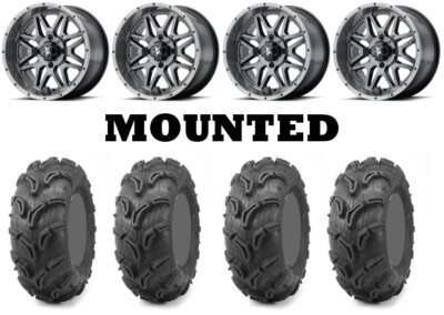 Kit 4 Maxxis Zilla Tires 28x9-14/28x11-14 on MSA M26 Vibe Machined Wheels IRS