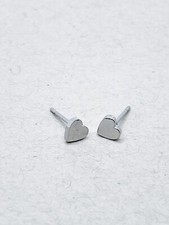 Silver Heart Earrings Stainless Steel Studs