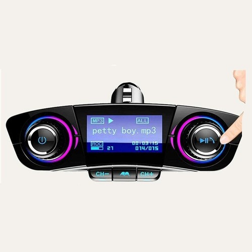 Kit Main-libre Bluetooth Voiture - Transmetteur FM, Chargeur USB Double, MP3