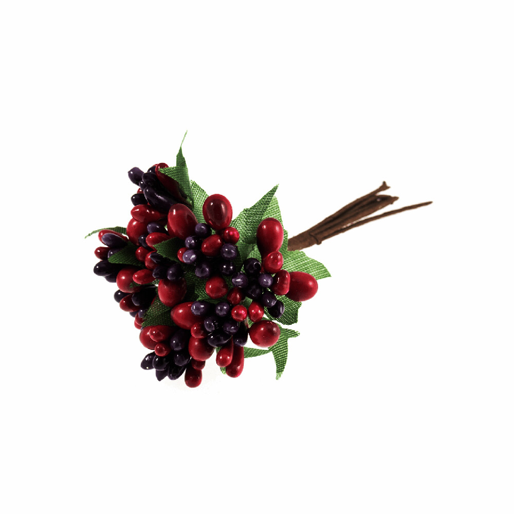 Artificial Seasonal Mixed Berries and Leaves on Wires Pack of 48 Stems