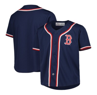 Boston Red Sox MLB Youth Boys Button-up Team Navy T-Shirts Jerseys