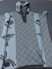 poncho peruvian, handmade peruvian poncho, blue poncho