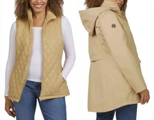 Lands' End Women's 3-in-1 Systems Jacket w/ Removeable Puffer Vest Tan Size L