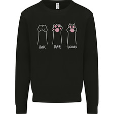 Cat Rock Paper Scissors Funny Mens Sweatshirt Jumper