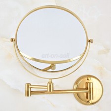 Gold Color Brass Folding Arm Wall Mount Magnifying Cosmetic Bathroom Mirror
