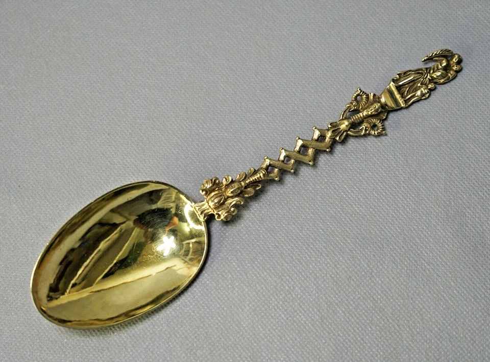 1879 Gild Sterling Silver John Figg London Special Serving Spoon St.Antony Demon - Image 4 of 4