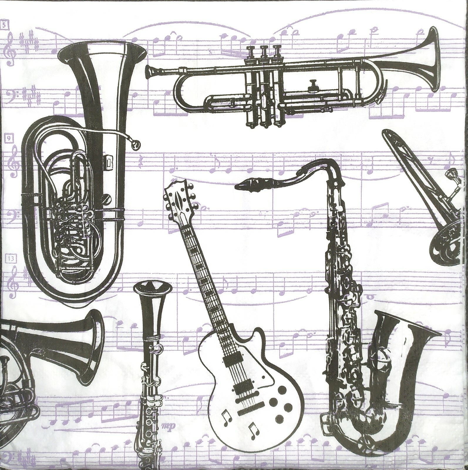 N270# 2 x Single Paper Napkins For Decoupage Music Notes Musical ...