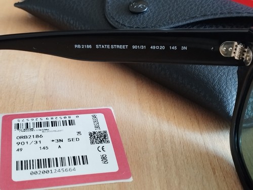 Gafas Ray-Ban State Street. Tamaño estándar 49mm. Negro Brillo. - Imagen 5 de 6