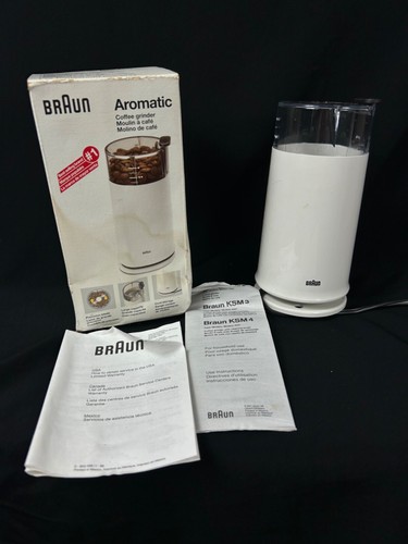 Braun Aromatic KSM 2 White Electric Blade Coffee Bean Grinder Working