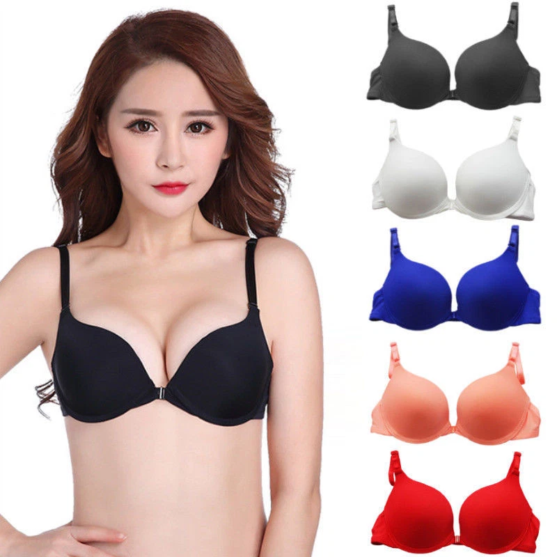 Women's 30-38 AA A B Cup Push Up Bras Front Closure Plunge Bra Deep V  Brassiere