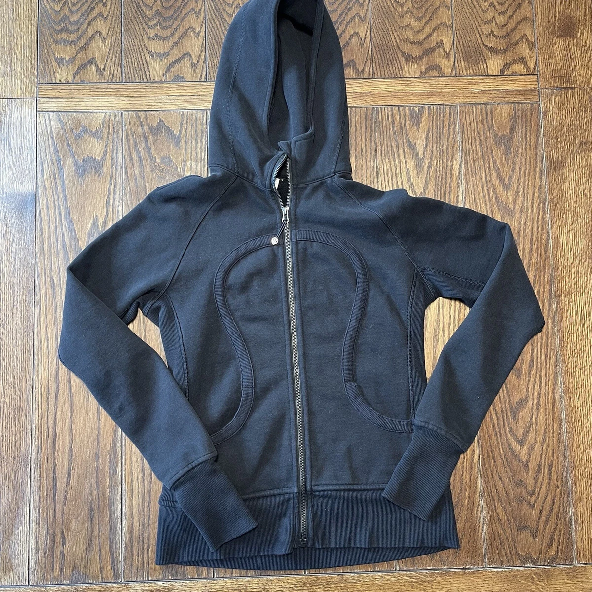 Lululemon Scuba Oversized Full Zip Plush Black Hooded Sweatshirt Womens  Size 10