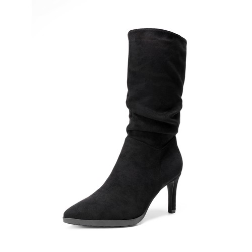 Women Classic Slouchy Boots Pointed Toe Stilettos High Heel Mid Calf Boots - Picture 7 of 18