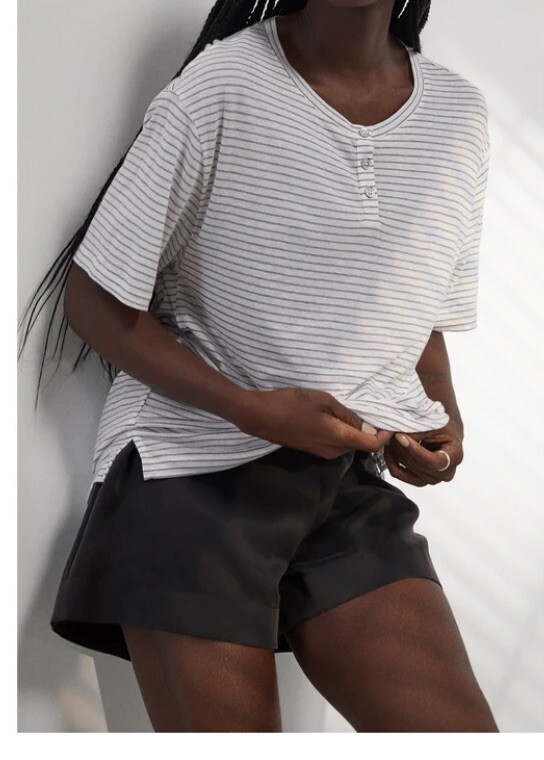 Blouse Et Short-skirt à Rayures Noires - Taille M - Occasion Très Bon état