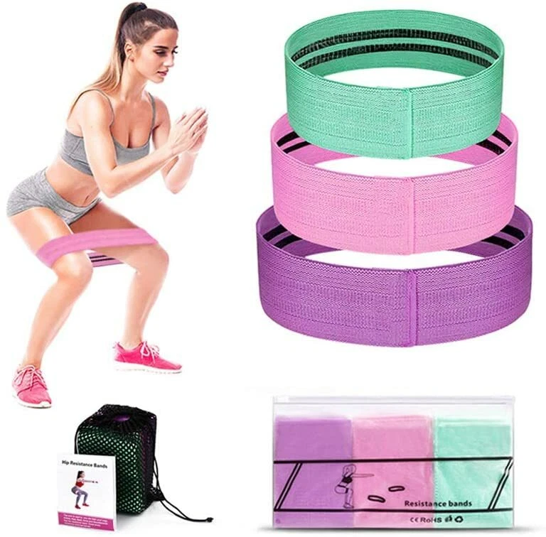 Resistance Bands, 3 Packs Fabric Workout Bands with 3 Resistance Levels, Non-Sli