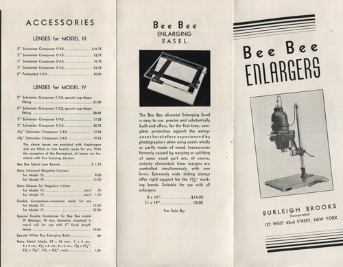 Vintage Bee Bee Enlargers Sales Brochure Burleigh Books New York - 第 3/4 張圖片