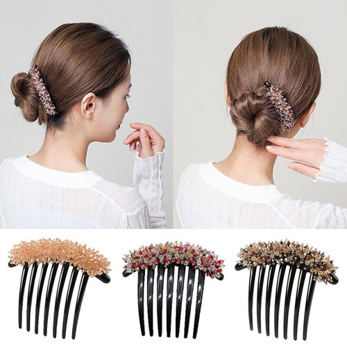 Womens Shiny Hairpins Crystal Beads Hair Comb Bangs Clip DIY Hair