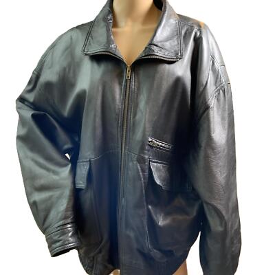 falls creek”XL“黒”leather “bomber jacket
