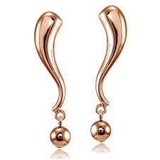 Rose Gold Flashed Sterling Silver Polished Elongated Curved Bead Drop Earrings
