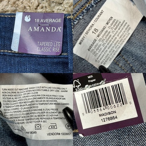 Vaqueros Gloria Vanderbilt Amanda 18 Piernas Cónicas Elastizadas Flexibles Elevación Clásica Nuevos - Imagen 12 de 12