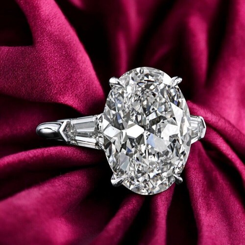 14K White Gold Engagement Ring 6.20 Ct IGI GIA Lab Created Oval Diamond - 第 5/12 張圖片