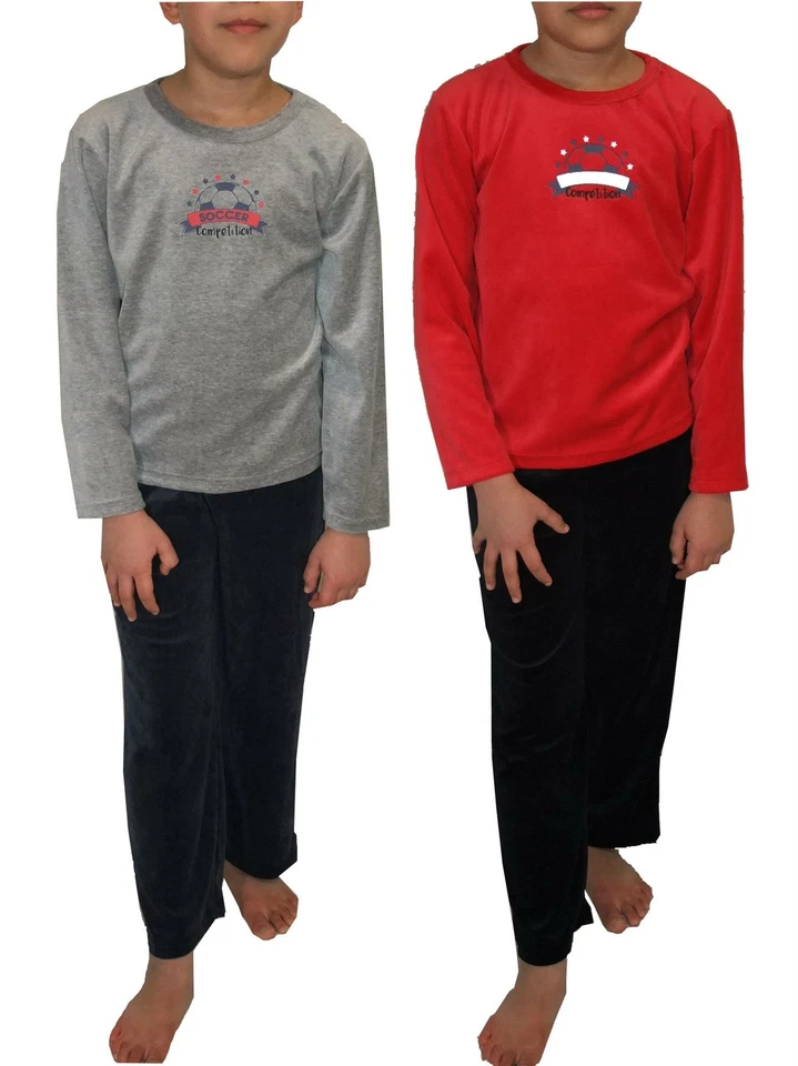 MALAY Boys Pyjama Set Velvet Soccer Motif Long Sleeve 2 to 10 Years Cosy PJ's