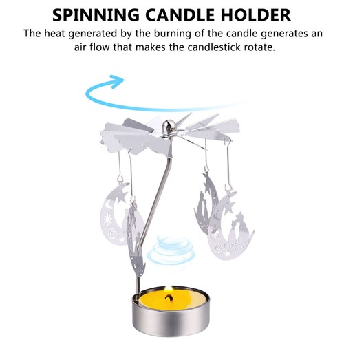 1pc Rotary Candle Stand Romantic Candlestick Candle Holder (Silver) - Picture 7 of 12