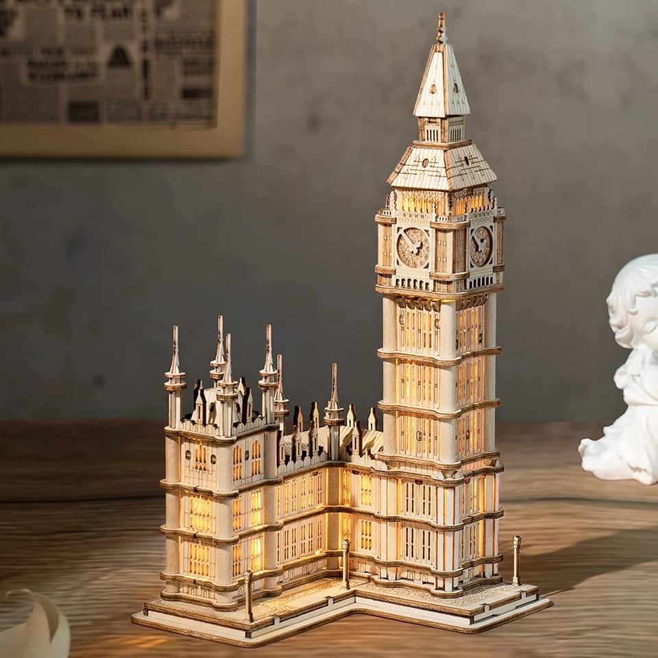 Rolife Rompecabezas de Madera 3D Hágalo Usted Mismo Big Ben Juguetes con Luz LED para Adolescentes Regalos de Cumpleaños Foto 2 de 4