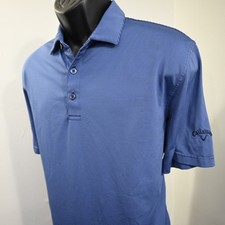 Callaway Golf Polo Blue Striped Opti-Dri Performance Short Sleeve Men Size Large