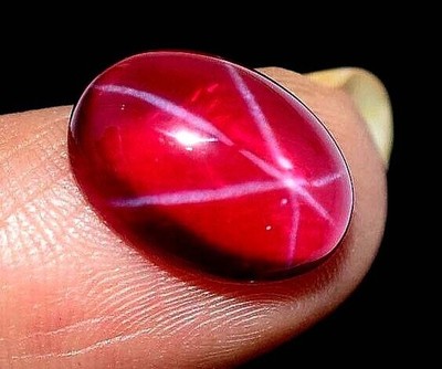 6.25Cts Natural Six Rays Ruby Star  Oval Cabochon Gemstones 9x11x05mm.
