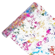 16 Feet Table Runner, Sequin Gold Foil Thin Mesh Metallic Table Runner, Colorful