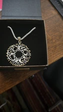 Round Sterling Silver Celtic Tree of Life Pendant 18K accents KEITH JACK Jewelry