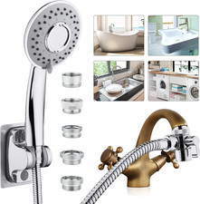 Sink Hose Shower Sprayer Attachment - Faucet Extension W/ 5 Adapters for Bathroo