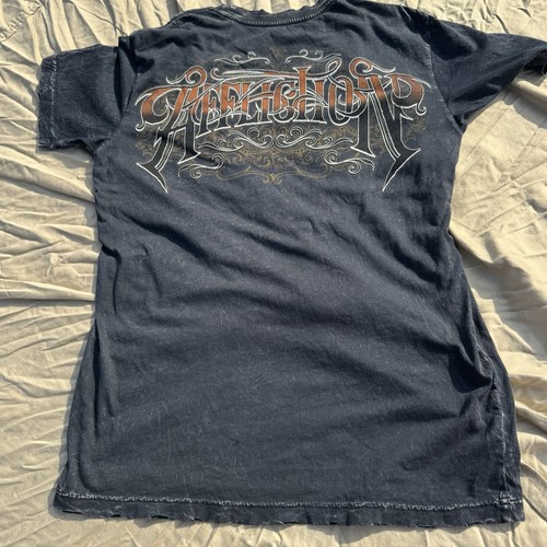 Affliction Live Fast T-Shirt Reaper Graphic USA Made Grunge Biker Skull Sz Small - Picture 6 of 6