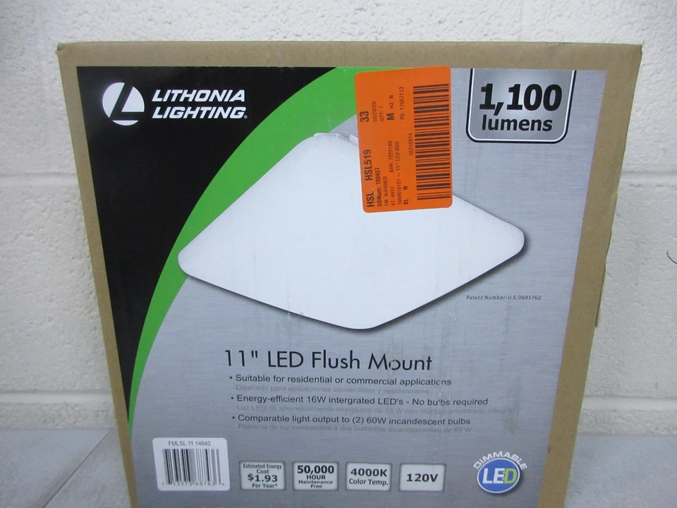 Lithonia Lighting 11 in Square Low Profile White Integrated LED Flush Mount - Image 3 of 4